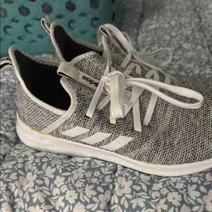 Adidas Knit Gray and White Running Shoes Worn Once